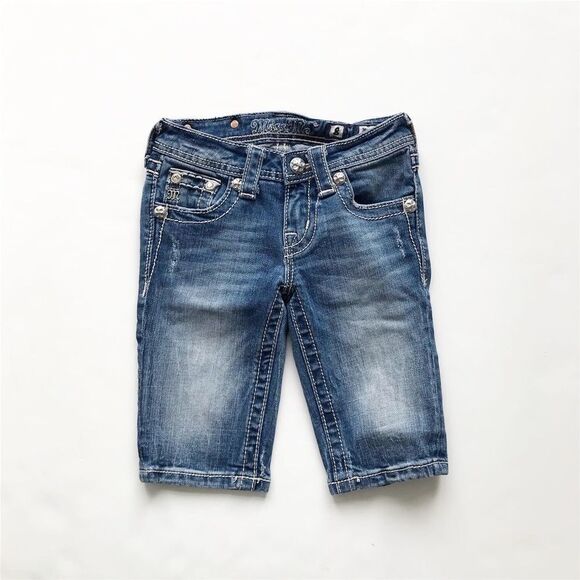 Miss Me medium wash denim Bermuda shorts VGUC 8Y - Picture 1 of 7